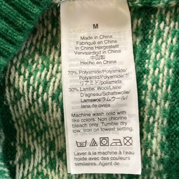 J. Crew Fair Isle Birds Green Sweater Medium - Picture 5 of 5